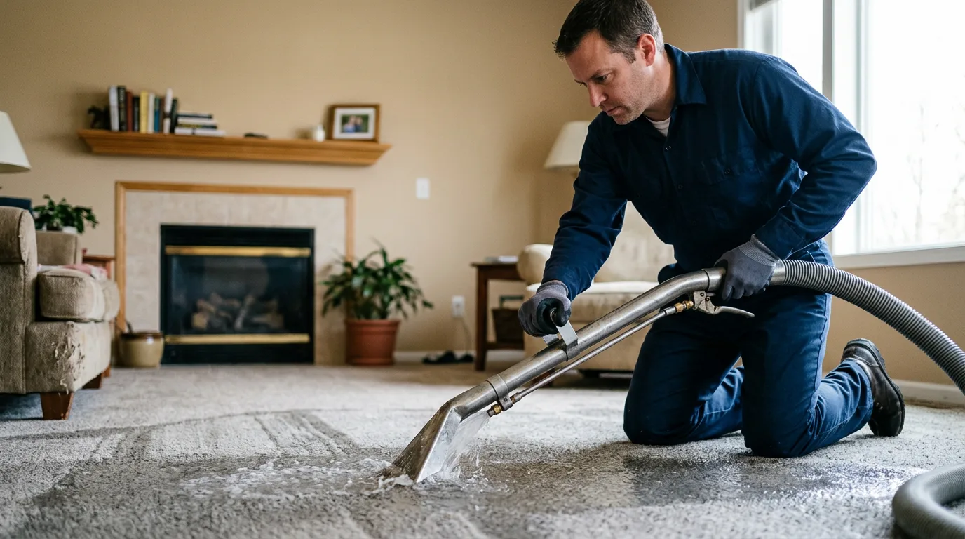 Water damage restoration technician working near Pipestone, MN